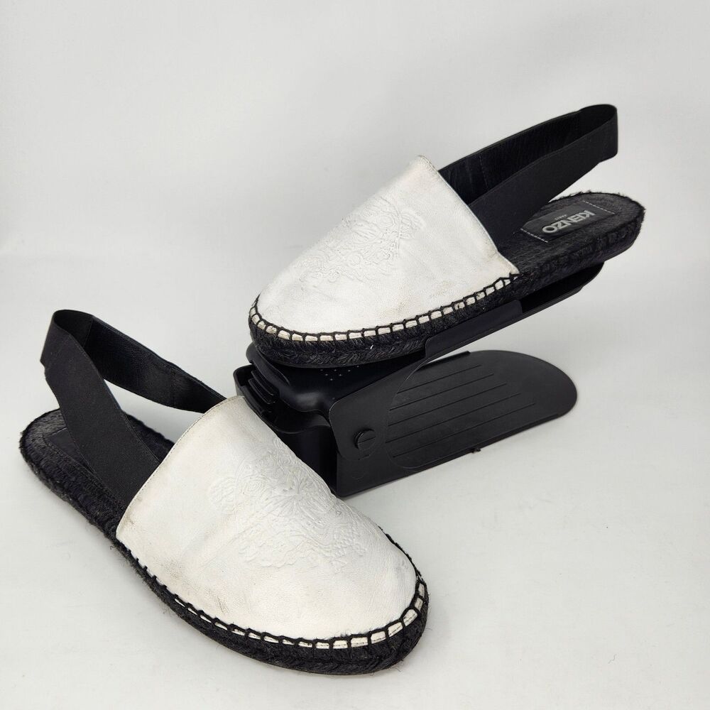 Kenzo Womens Slingback Espadrille Flats Tiger Embossed Leather Size FR 39 US 7.5